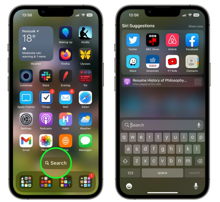 宣城苹果手机维修分享升级到 iOS 16 后，如何删除主屏幕上的搜索按钮 